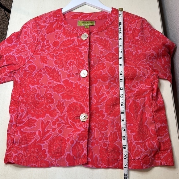 Sigrid Olsen Pink Floral Linen Blend Jacket Size Medium - Picture 9 of 10